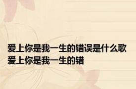 爱上你是我一生的错误是什么歌 爱上你是我一生的错 