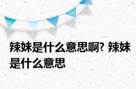 辣妹是什么意思啊? 辣妹是什么意思 