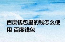 百度钱包里的钱怎么使用 百度钱包 