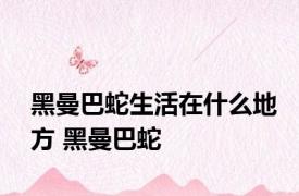 黑曼巴蛇生活在什么地方 黑曼巴蛇 