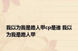 我以为我是路人甲cp是谁 我以为我是路人甲 