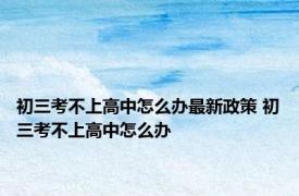 初三考不上高中怎么办最新政策 初三考不上高中怎么办 