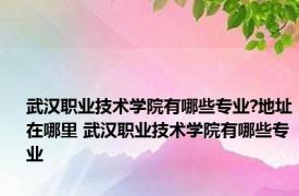 武汉职业技术学院有哪些专业?地址在哪里 武汉职业技术学院有哪些专业 
