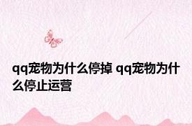 qq宠物为什么停掉 qq宠物为什么停止运营 