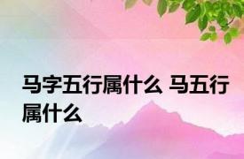 马字五行属什么 马五行属什么 