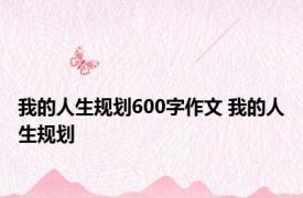 我的人生规划600字作文 我的人生规划 