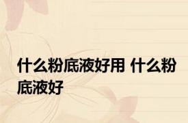 什么粉底液好用 什么粉底液好 