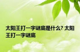 太阳王打一字谜底是什么? 太阳王打一字谜底 