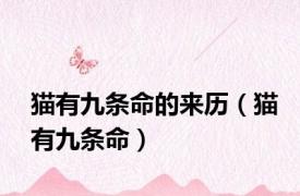猫有九条命的来历（猫有九条命）