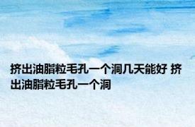 挤出油脂粒毛孔一个洞几天能好 挤出油脂粒毛孔一个洞 