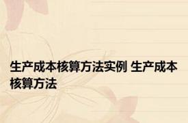 生产成本核算方法实例 生产成本核算方法 