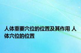 人体重要穴位的位置及其作用 人体穴位的位置 