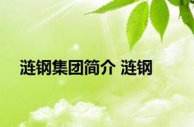 涟钢集团简介 涟钢 