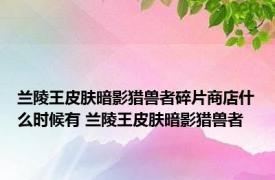 兰陵王皮肤暗影猎兽者碎片商店什么时候有 兰陵王皮肤暗影猎兽者 