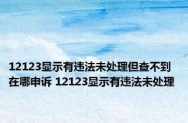 12123显示有违法未处理但查不到在哪申诉 12123显示有违法未处理 