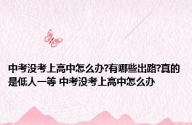 中考没考上高中怎么办?有哪些出路?真的是低人一等 中考没考上高中怎么办 