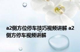 a2侧方位停车技巧视频讲解 a2侧方停车视频讲解 