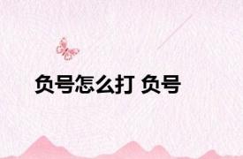 负号怎么打 负号 