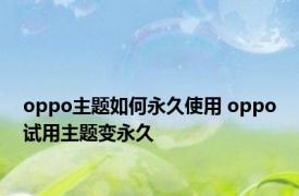 oppo主题如何永久使用 oppo试用主题变永久 