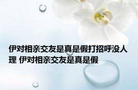 伊对相亲交友是真是假打招呼没人理 伊对相亲交友是真是假 