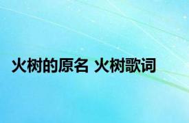 火树的原名 火树歌词 