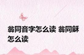 翁同音字怎么读 翁同龢怎么读 