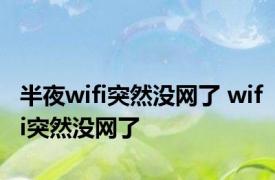 半夜wifi突然没网了 wifi突然没网了 
