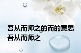 吾从而师之的而的意思 吾从而师之 