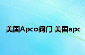 美国Apco阀门 美国apc 