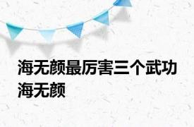 海无颜最厉害三个武功 海无颜 