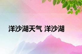 洋沙湖天气 洋沙湖 