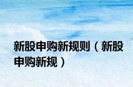 新股申购新规则（新股申购新规）