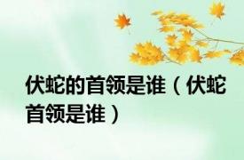 伏蛇的首领是谁（伏蛇首领是谁）