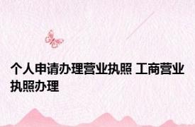 个人申请办理营业执照 工商营业执照办理 