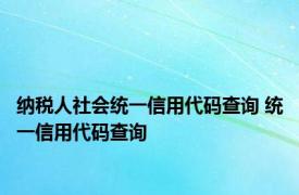 纳税人社会统一信用代码查询 统一信用代码查询 