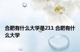 合肥有什么大学是211 合肥有什么大学 