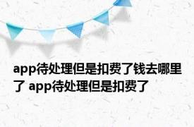 app待处理但是扣费了钱去哪里了 app待处理但是扣费了 