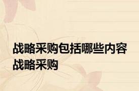 战略采购包括哪些内容 战略采购 