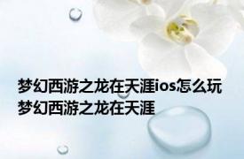 梦幻西游之龙在天涯ios怎么玩 梦幻西游之龙在天涯 