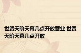 世贸天阶天幕几点开放营业 世贸天阶天幕几点开放 