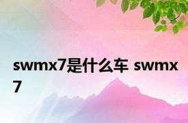 swmx7是什么车 swmx7 