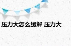 压力大怎么缓解 压力大 