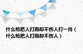 什么枪把人打跑却不伤人打一肖（什么枪把人打跑却不伤人）