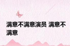 满意不满意演员 满意不满意 