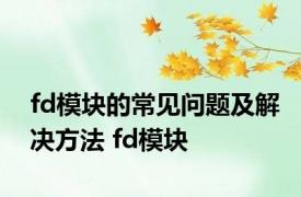 fd模块的常见问题及解决方法 fd模块 