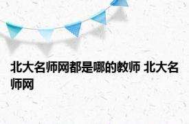 北大名师网都是哪的教师 北大名师网 