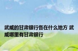 武威的甘肃银行各在什么地方 武威哪里有甘肃银行 