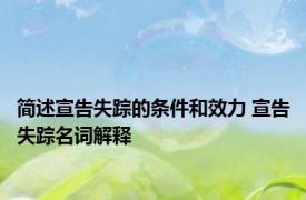 简述宣告失踪的条件和效力 宣告失踪名词解释 