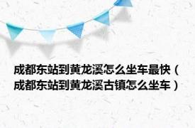 成都东站到黄龙溪怎么坐车最快（成都东站到黄龙溪古镇怎么坐车）