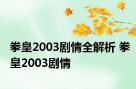 拳皇2003剧情全解析 拳皇2003剧情 